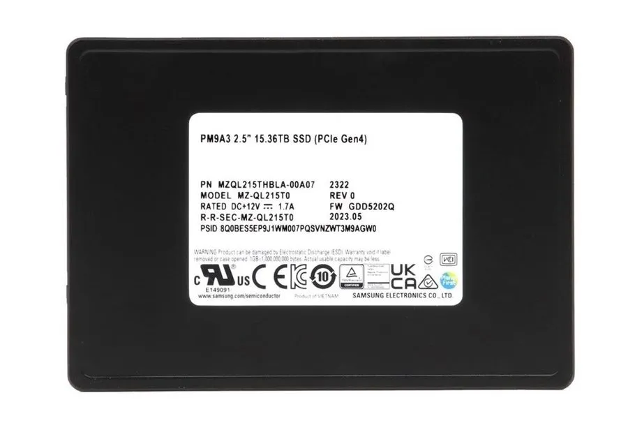 SSD-накопитель Samsung PM9A3 15.36TB Nvme 2.5inch U.2 SSD MZ-QL215T0 15TB 100% g