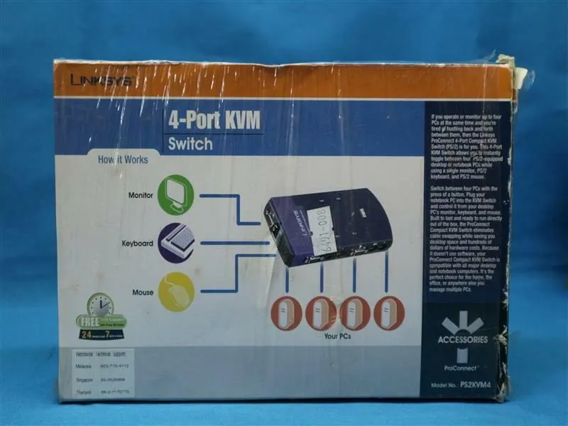 KVM-переключатель Linksys ProConnect (PS2KVM4) 4-Ports External KVM switch PS/2