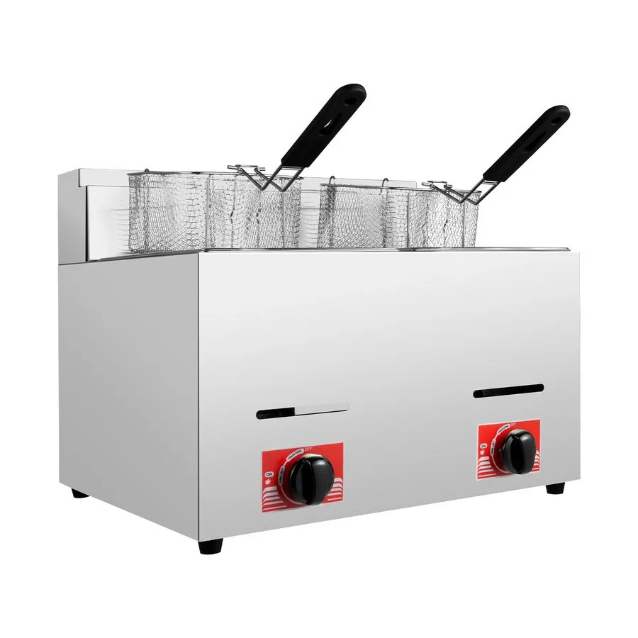 Фритюрница 12L Commercial Propane Deep Fryer Countertop Gas Fryer & 2Baskets LPG