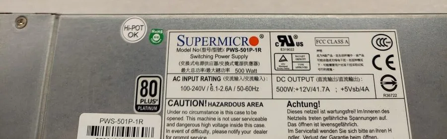 Блок питания Supermicro PWS-501P-1R 500W 1U