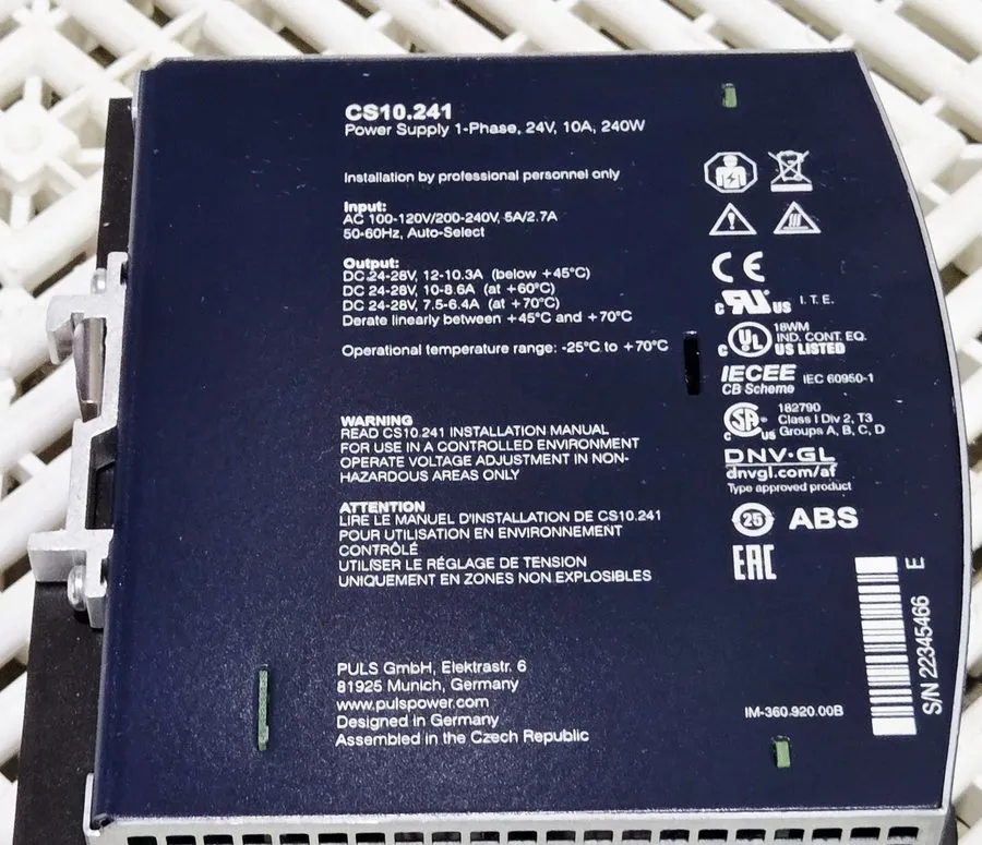 Блок питания PULS Dimension CS10.241 Power Supply DIN Rail 24-28V DC 10A 240W Bl