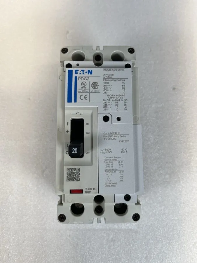 Автоматический выключатель Eaton PDG22G0020TFFL 2 Pole 20 Amp 600 Volt 35kA@480V — фото лота 2