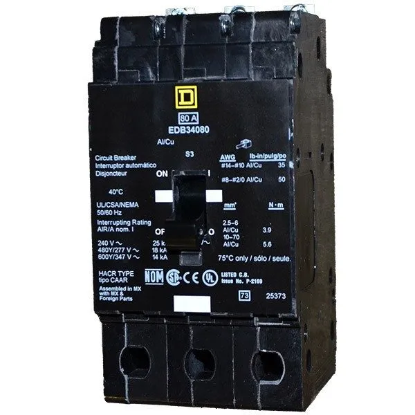 Автоматический выключатель Square D EDB34080 N 80A 480V 3 Poles Miniature Circui