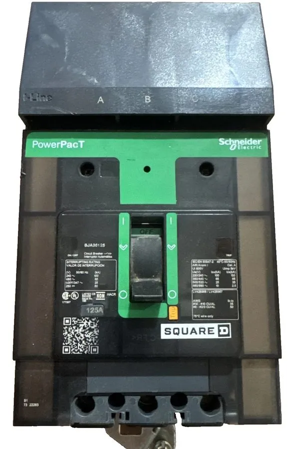 Автоматический выключатель SQUARE D BJA36125 BJ125 125 AMP 65K @ 480V 3P I LINE  — фото лота 1