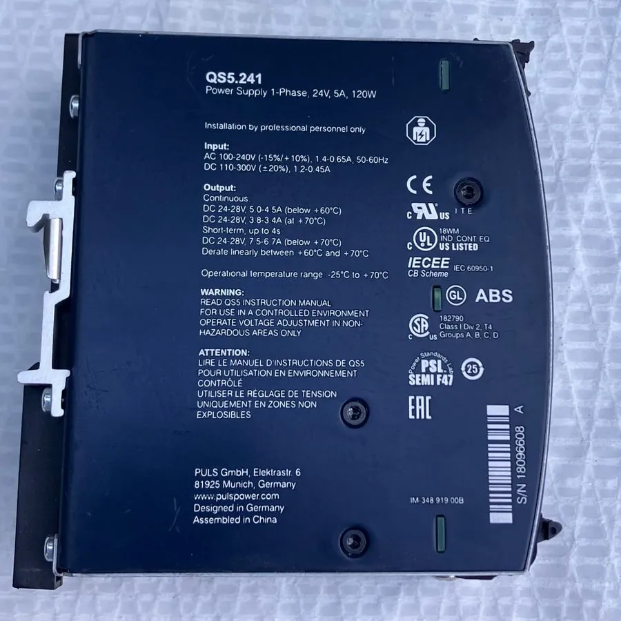 Блок питания PULS DIMENSION QS5.241 1-Phase DIN Rail Power Supply 24VDC 5A 120W