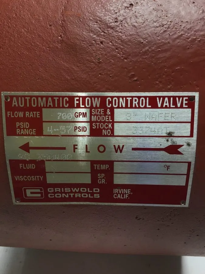 Клапан Griswold Controls 3" WAFER 700GPM Automatic Flow Control Valve — фото лота 1