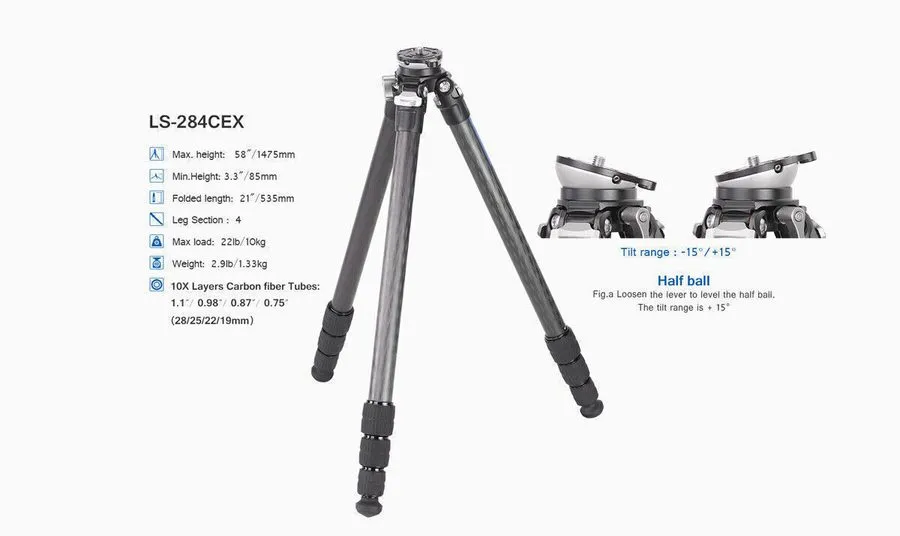 Камера Leofoto Tripod LS-284CEX leveling base Carbon Fiber Tripod