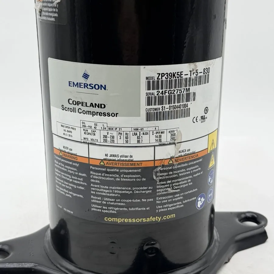 Компрессор Copeland ZP39K5E-TF5-130 Scroll Compressor ZP39K5E-TF5 — фото лота 2