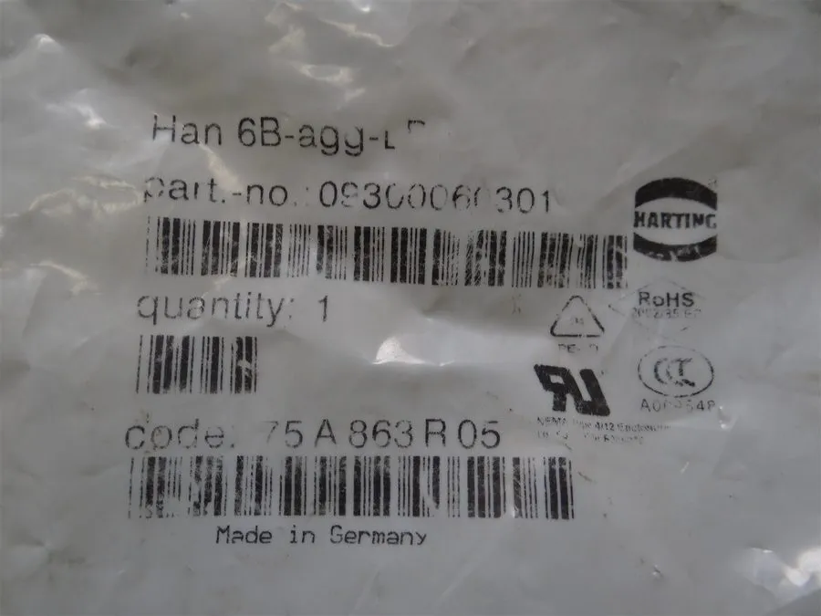 Разъём Harting 09300060301 HAN 6B-agg-LB Heavy Duty Power Connector Aluminum Str — фото лота 1