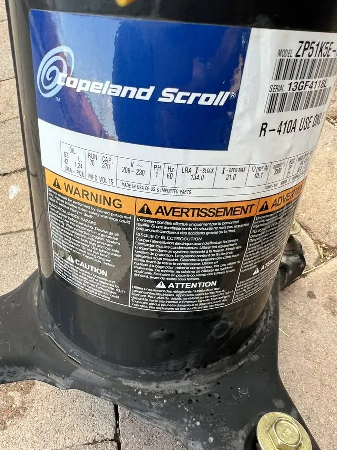 Компрессор Copeland Scroll R410A Compressor ZP51LXEPFV800 Replaces ZP51K5E ZP51K — фото лота 1