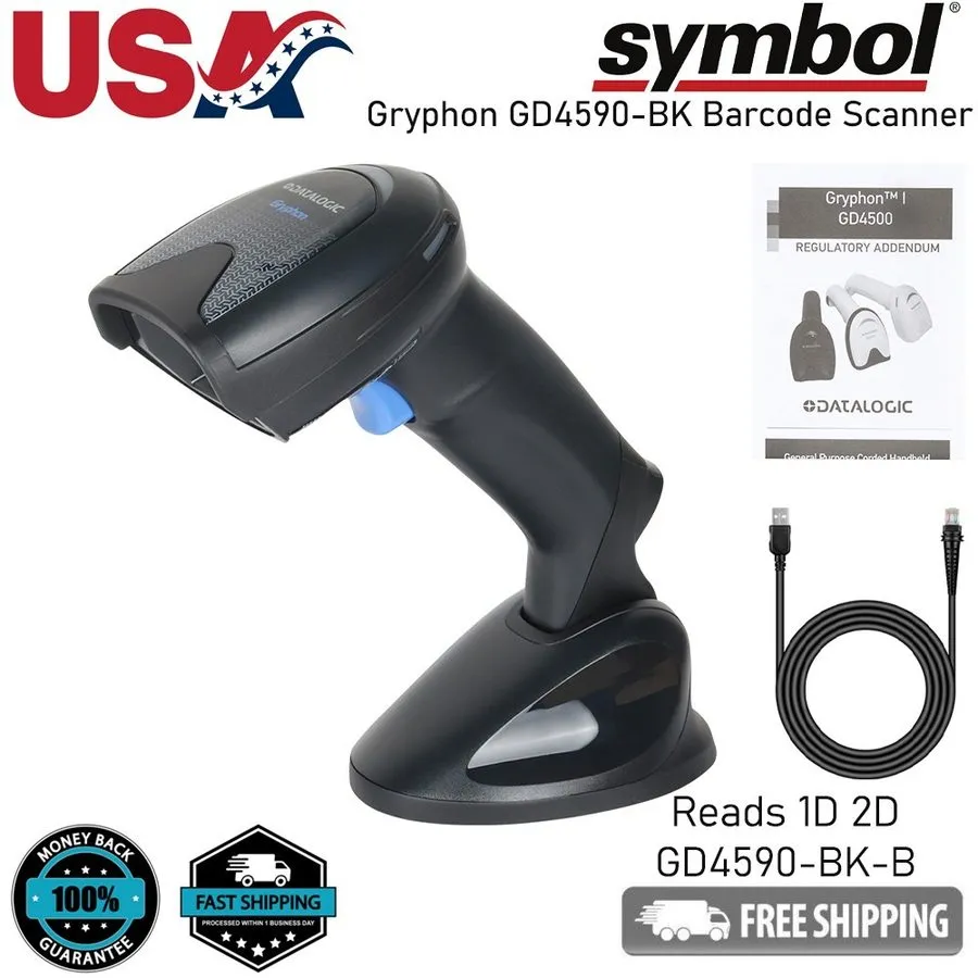 Сканер штрих-кода Datalogic 1D 2D Gryphon GD4590-BK-B Handheld USB Barcode Scann