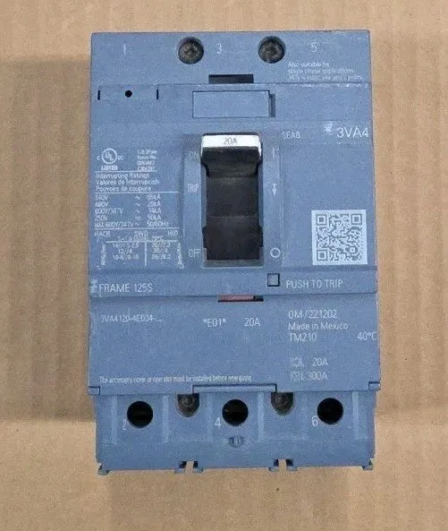 Автоматический выключатель Siemens 3VA4120-4ED34-0AA0 3p 20a Circuit Breaker Fra