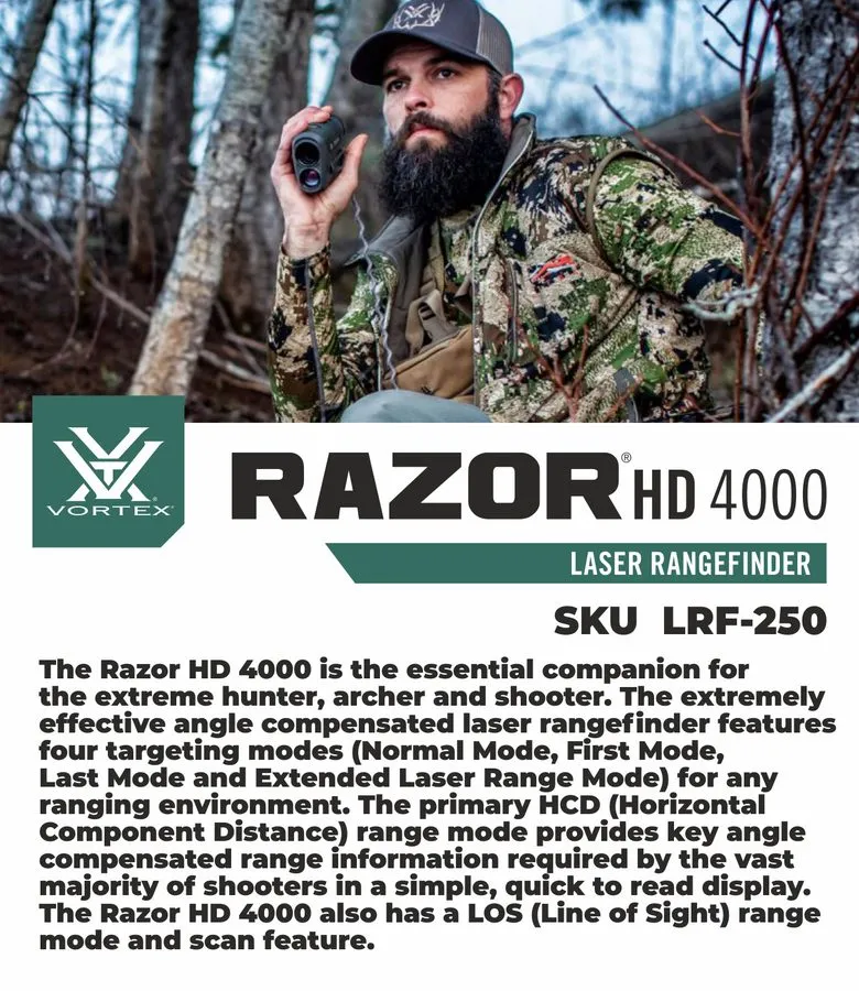 Оптико-электронная система Vortex Optics Razor HD 4000 Laser Rangefinder LRF-250 — фото лота 1