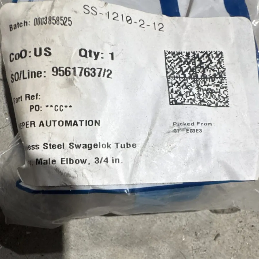 Фитинг Swagelok SS-1210-2-12 SS Tube Fitting, Male Elbow, 3/4" Tube OD