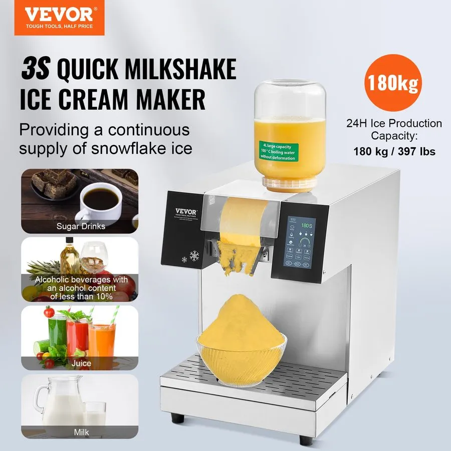 Льдогенератор Commercial Snowflake Ice Machine 397LBS/24H Ice Shaver Snow Cone