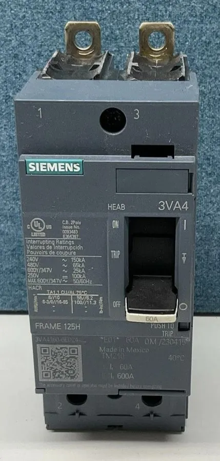 Автоматический выключатель 3VA4160-6ED24-0AA0 Siemens Circuit Breaker 60 amp 2 P — фото лота 1