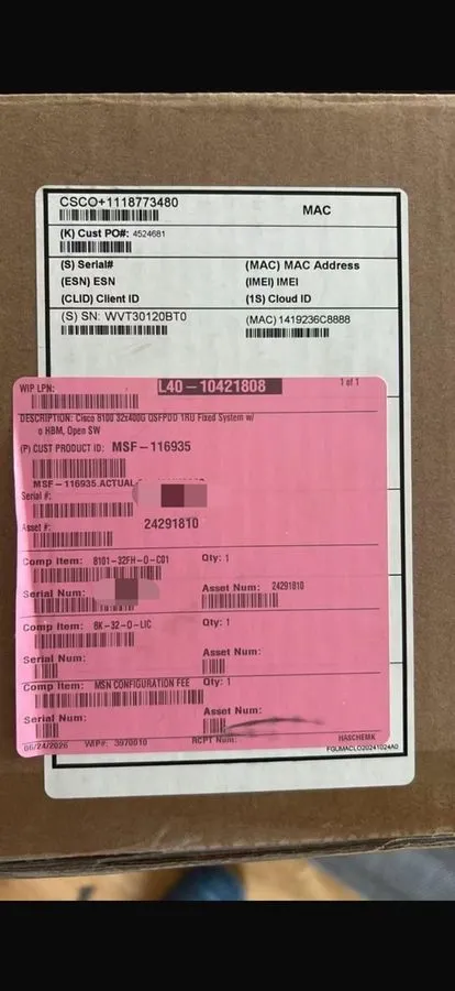 Коммутатор Cisco 8101-32FH-O 32 Port 400G QSFP-DD Core Router Switch