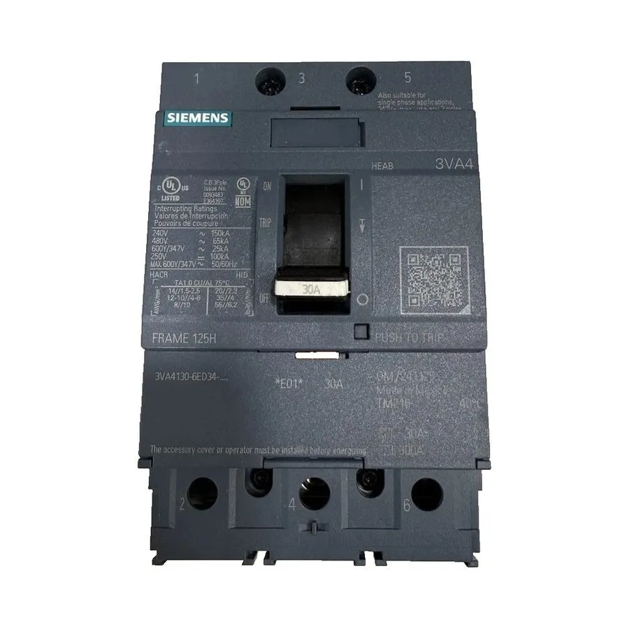 Автоматический выключатель 1 Siemens 3VA4130-6ED34-0AA0 480V 3-Pole Circuit Brea