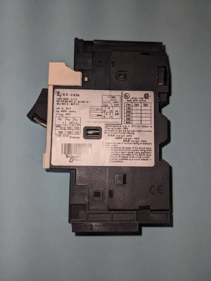 Автоматический выключатель TELEMECANIQUE GV2ME043 /0.4-0.63A CIRCUIT BREAKER DIS — фото лота 1