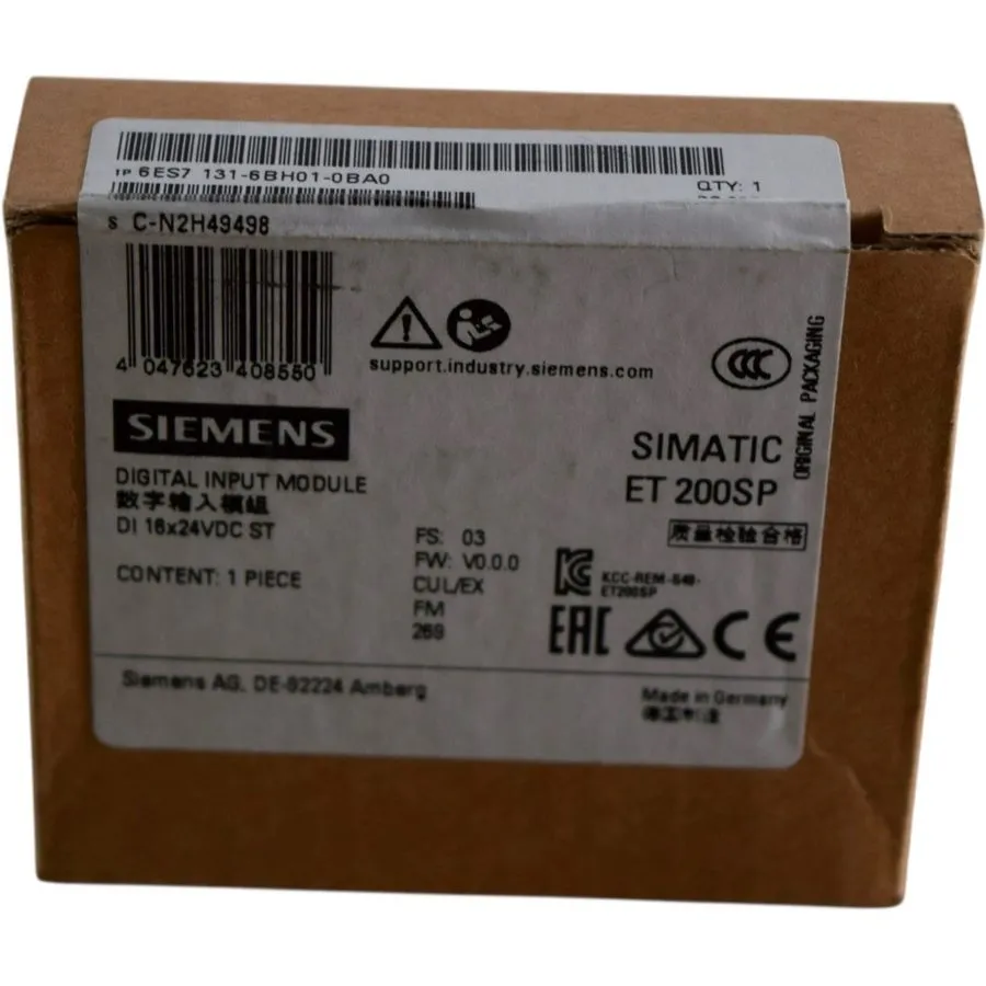 Модуль ввода-вывода 6ES7131-6BH01-0BA0 SIEMENS SIMATIC ET 200SP DI 16x 24V DC ST