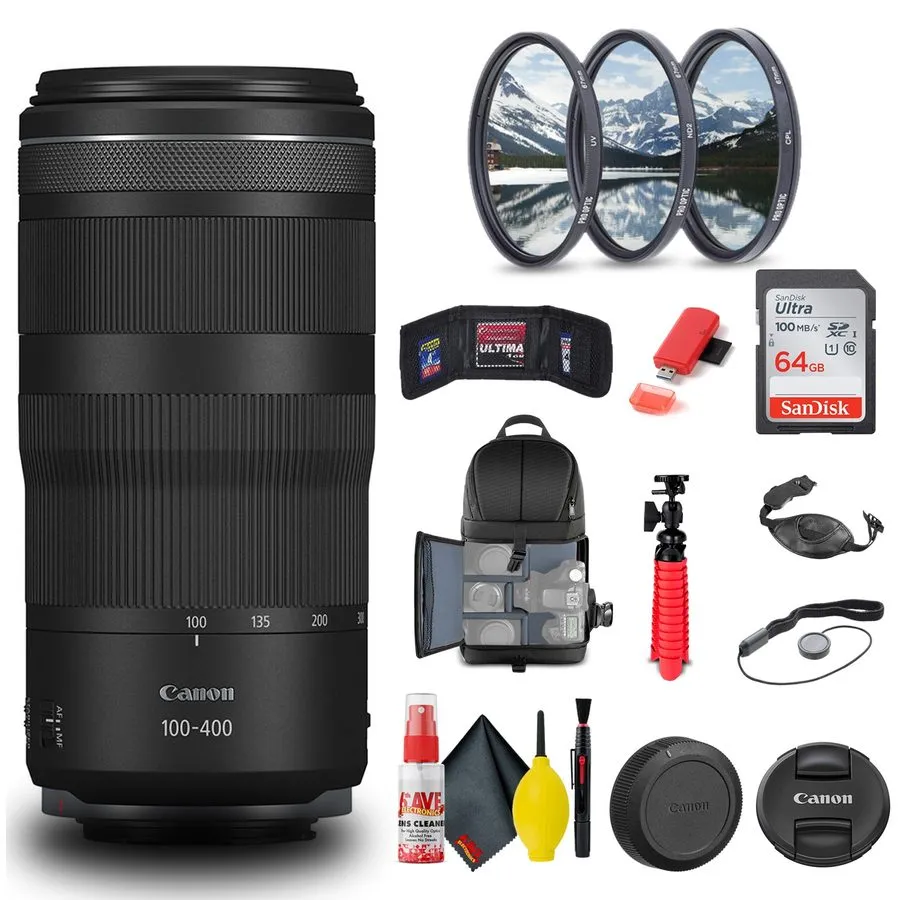 Объектив Canon EOS RP + RF 100-400mm f/5.6-8 IS USM Lens+64GB+ExtBat+9PCFltr-MEG