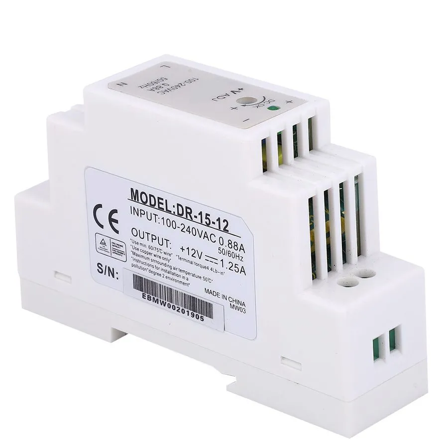 Блок питания Mean Well DR-15-12 Power supply, din rail, 12vdc, 1.25a, 15w