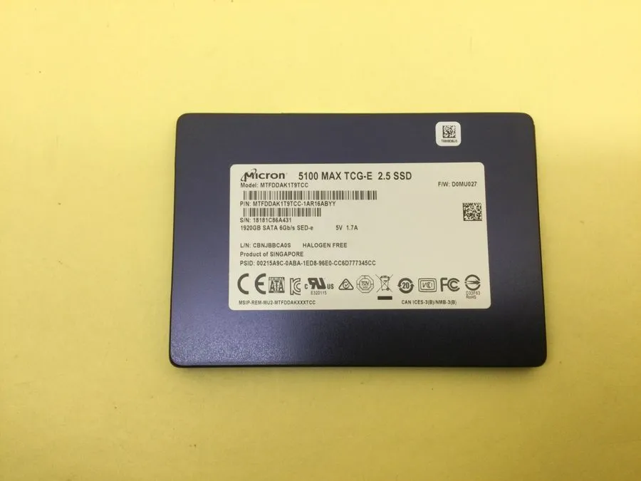 SSD-накопитель Micron 5100 Max 1.92TB SATA 3 6Gb/s 2.5" SSD MTFDDAK1T9TCC (75% H