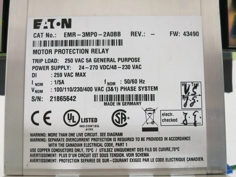 Реле защиты Eaton EMR-3MP0-2A0BB Motor Protection Relay AmpGard Terminal Adaptor