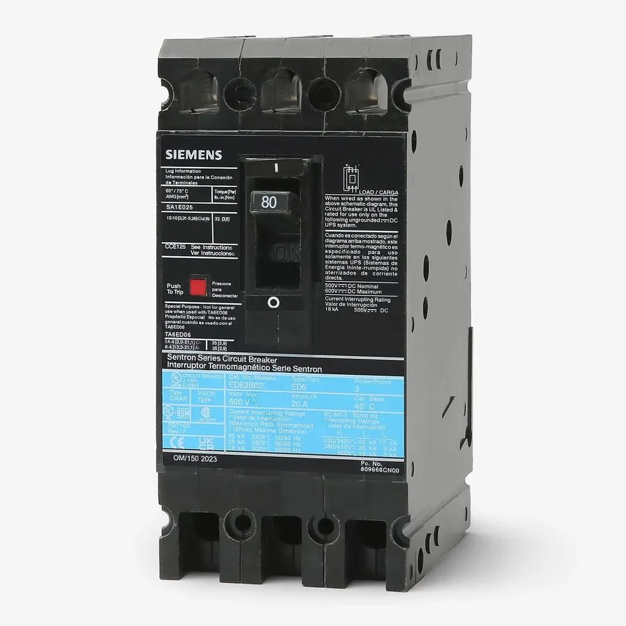 Автоматический выключатель Siemens Sentron ED43B080 Circuit Breaker 80A 3-Pole 4