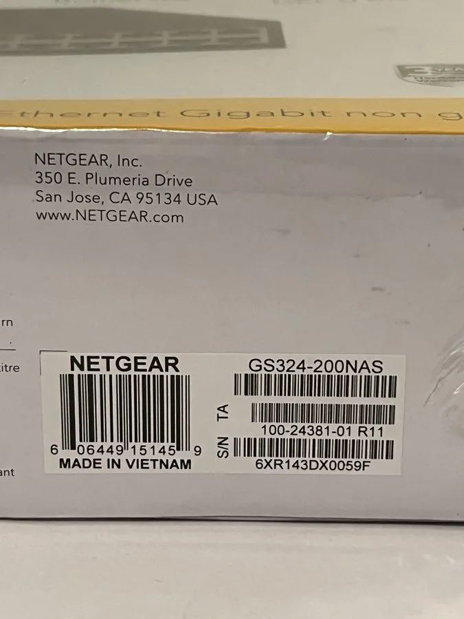 Коммутатор NETGEAR GS324-200NAS 24-Port Gigabit Ethernet Unmanaged Switch Black