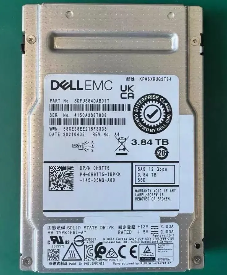 SSD-накопитель KIOXIA PM6 3.84TB DELL SSD SAS 12Gbps XNXD2 KPM6XRUG3T84 100% Hea