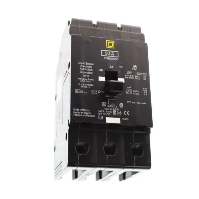 Автоматический выключатель Square D EGB34050 3 Pole 50 Amp 480V Circuit Breaker