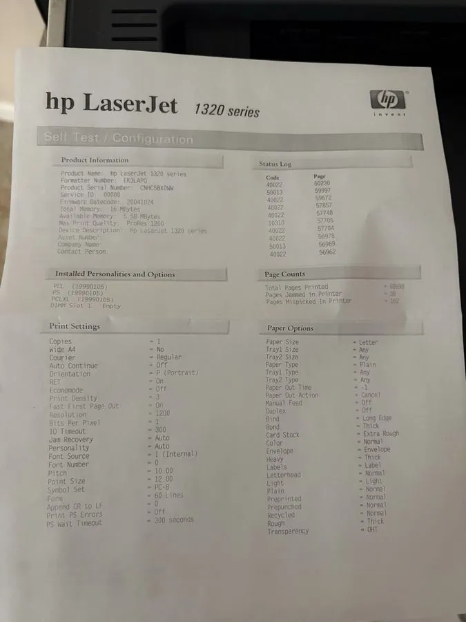Лазерный принтер HP LaserJet 1320 Q5927A Duplex Mono Laser Printer 16MB 69K Page — фото лота 1