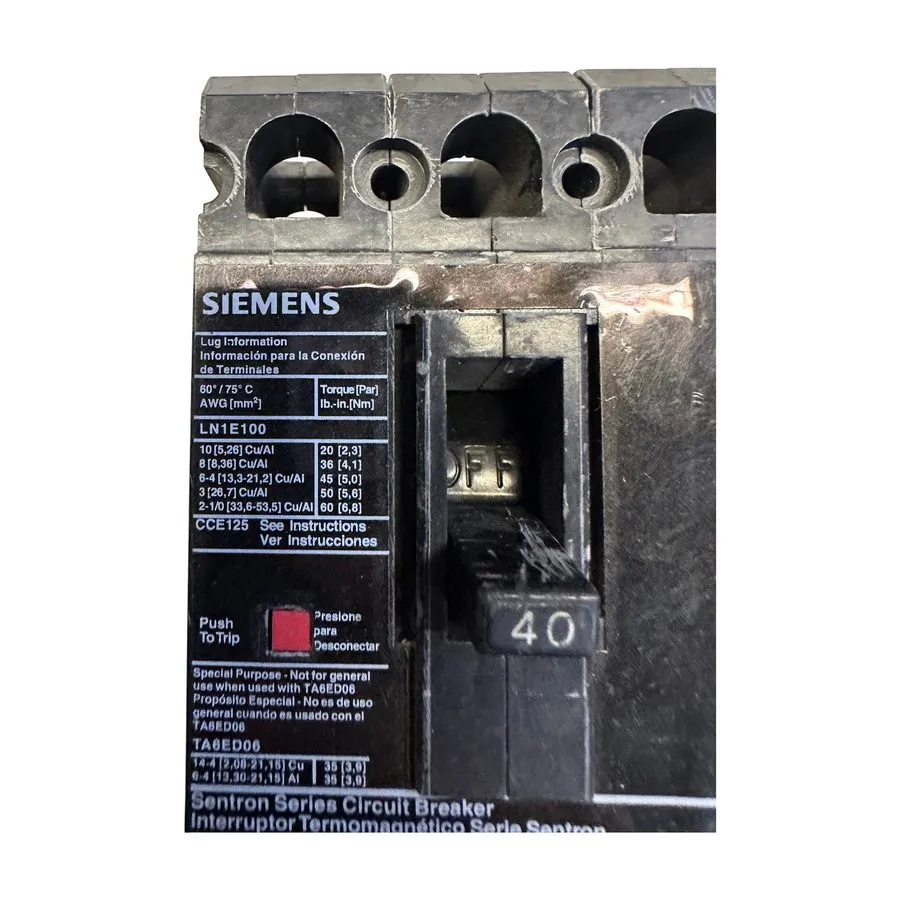 Автоматический выключатель Siemens HHED63B040 40A 3-Pole 600V Sentron Series Cir