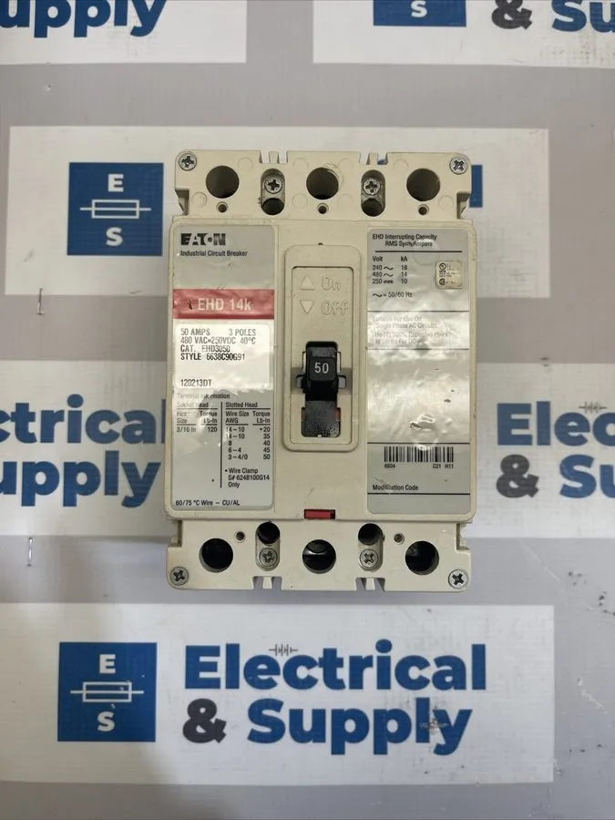 Автоматический выключатель Eaton Ehd3050 Molded Case Circuit Breaker, 50 A, 480V