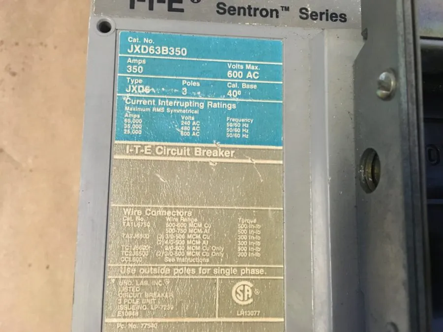 Автоматический выключатель Siemens JXD63B350 Sentron Series Circuit Breaker 350A