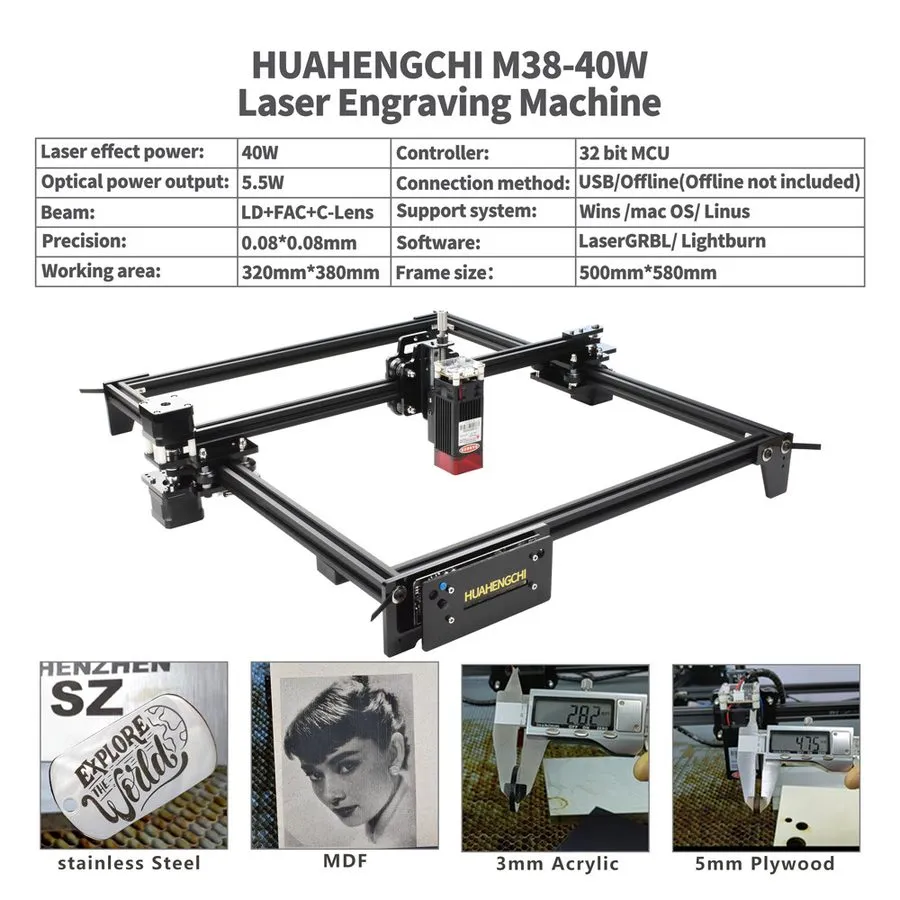 Лазерный гравёр 40W Laser Engraver Cutting Machine CNC Wood Router with 32-bit C — фото лота 1