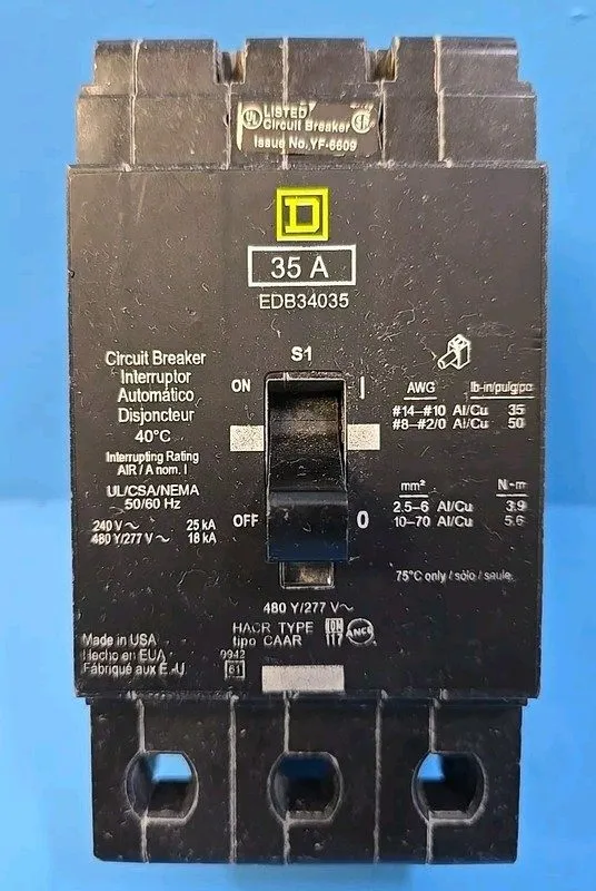 Автоматический выключатель SQUARE D EDB34035 EDB 3 POLE 35AMP 480v CIRCUIT BREAK