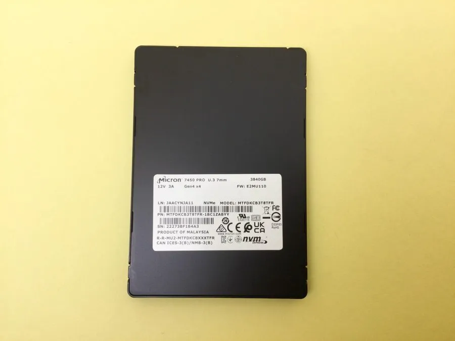 SSD-накопитель Micron 7450 PRO 3.84TB LP PCIe 4.0 x4 NVMe 2.5'' 7mm U.3 SSD MTFD