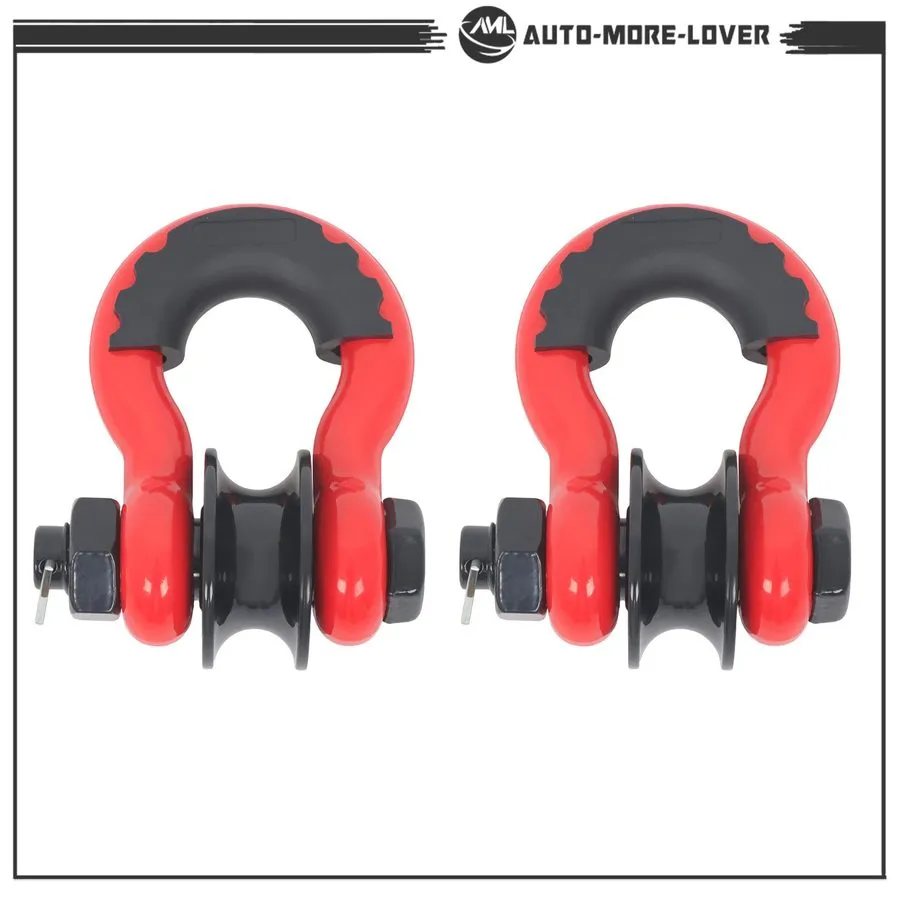 Такелажная скоба Pair Of Red 3/4" D Shackle Snatch Blocks With Pulley 22000LB Br