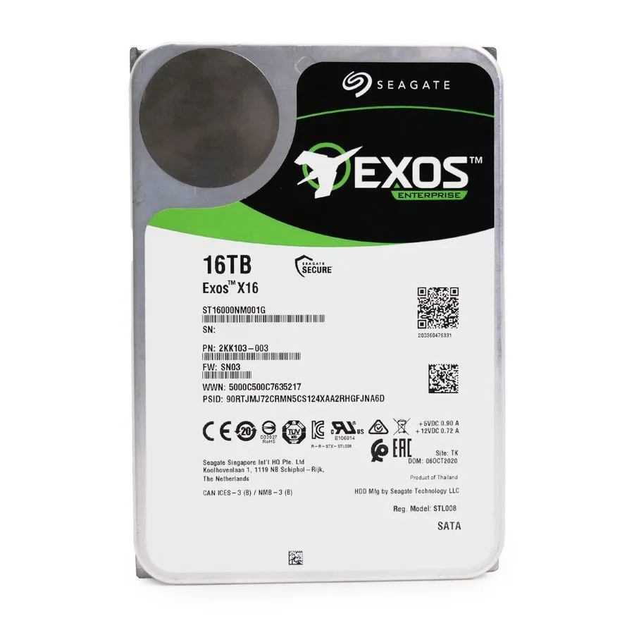 Жёсткий диск ST16000NM001G Seagate Exos X16 16TB SATA 7.2K RPM 512e 6GB/s 3.5" H