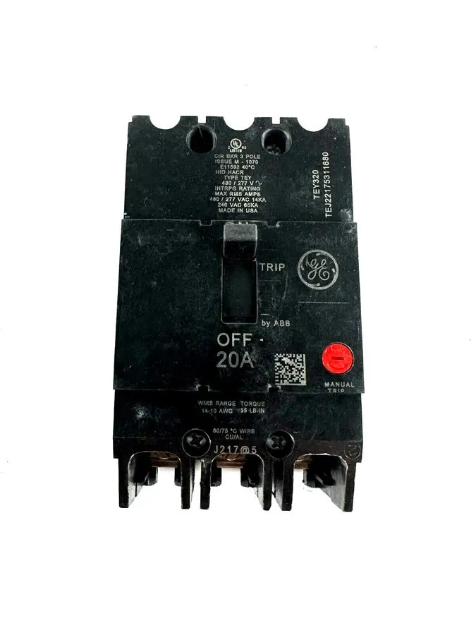 Автоматический выключатель GE TEY320 20A 3-Pole 277/480V AC Bolt-On Molded Case