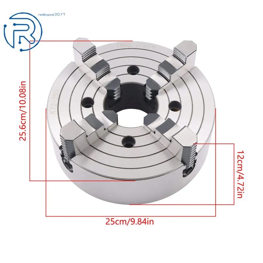 Режущий инструмент LABLT 10" K72-250 4-Jaw Lathe Chuck 0.6-9.84in Clamping Range