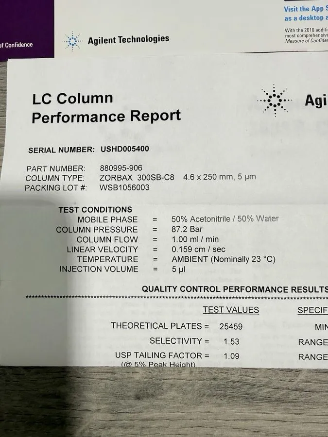Хроматографическая колонка Agilent ZORBAX 300SB-C8 HPLC Column 2.1 x 50mm 3.5-Mi