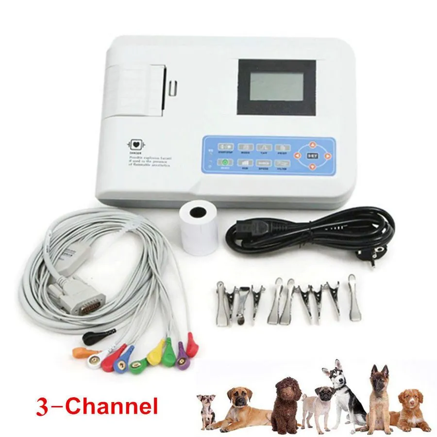 Электрокардиограф Veterinary 3 Channel 7Leads ECG/EKG Monitor Electrocardiograph — фото лота 1