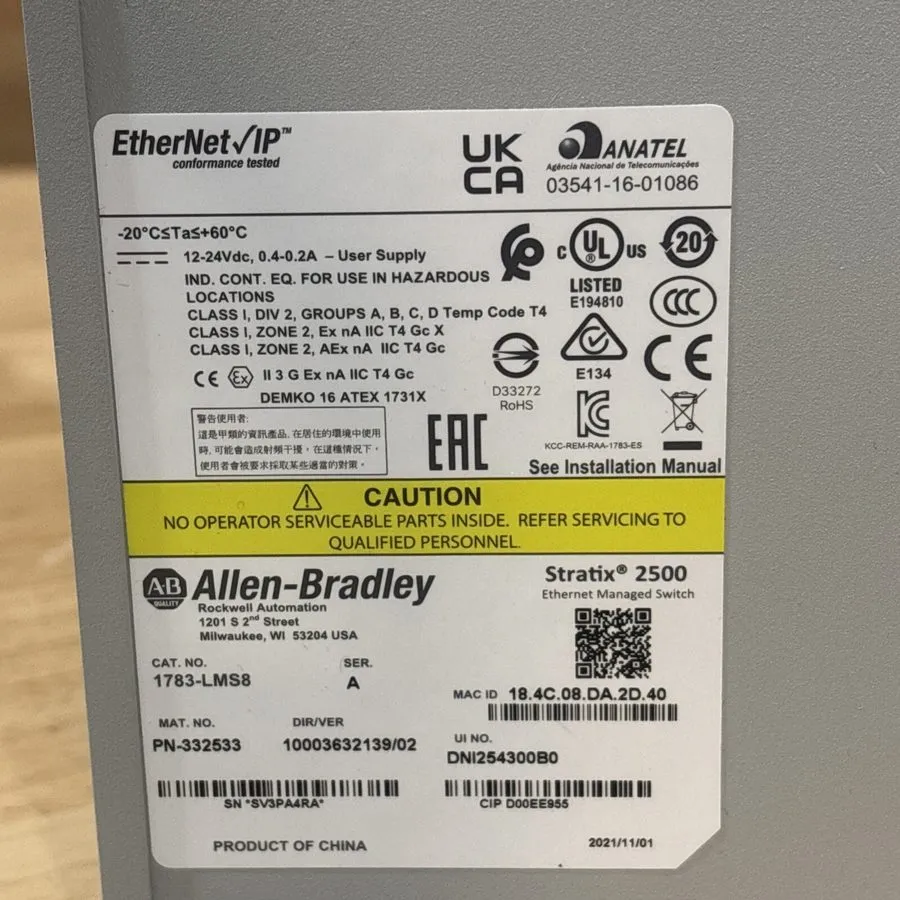 Коммутатор Allen Bradley 1783-LMS8 /A Stratix 2500 8-Port EtherNet Switch — фото лота 2