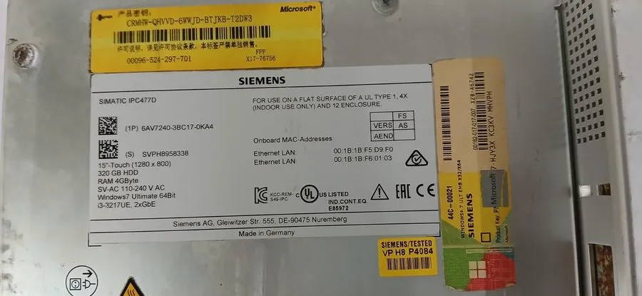 Промышленный компьютер SIEMENS SIMATIC IPC477D 6AV7240-3BC17-0KA4 15" TOUCH DISP