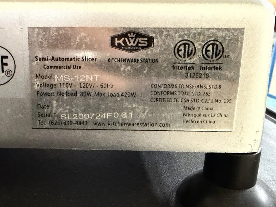 Слайсер KWS MS-12NT Semi-Automatic Electric Commercial Meat Slicer 110V 120V 60H — фото лота 1