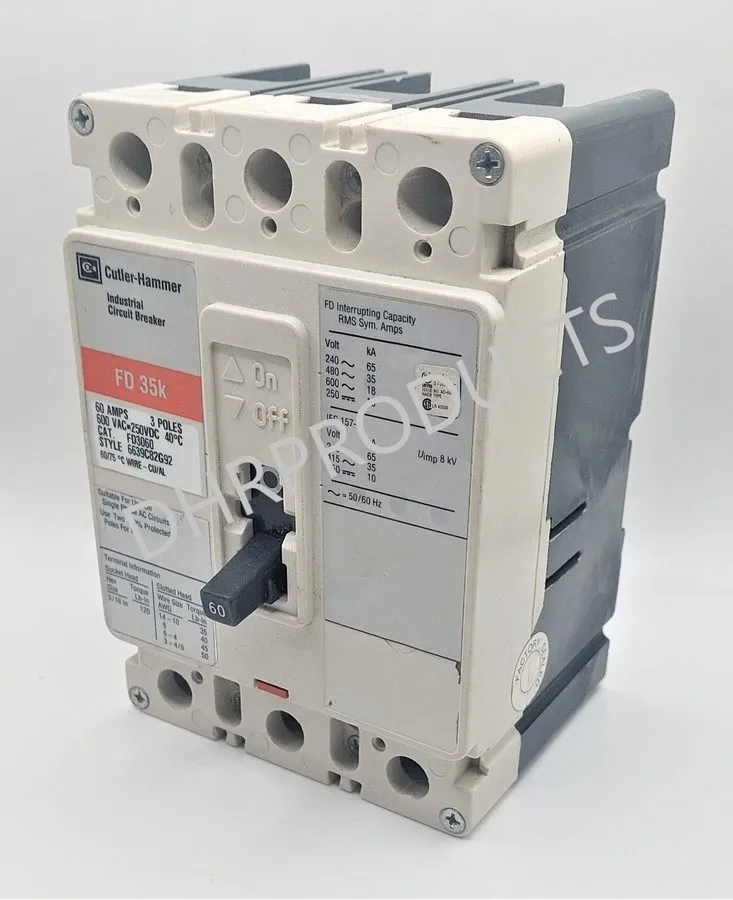 Автоматический выключатель EATON CUTLER HAMMER FD3060 60 AMP 600 VOLT CIRCUIT BR