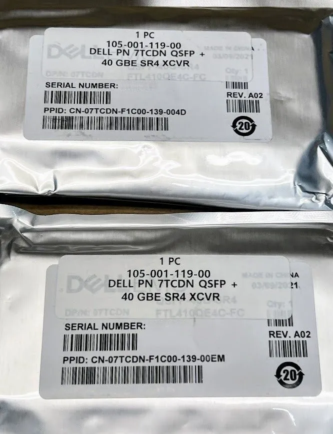 Трансивер 4x Dell EMC 07TCDN QSFP-40G-SR4 40Gb QSFP+ MPO MMF 850nm Transceiver O